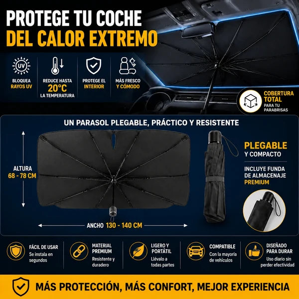 SombraDrive™ – Parasol Plegable para Coche tipo Paraguas