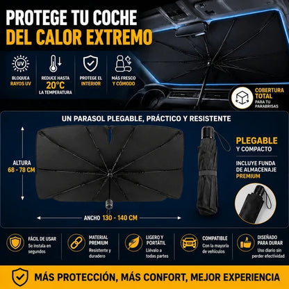 SombraDrive™ – Parasol Plegable para Coche tipo Paraguas