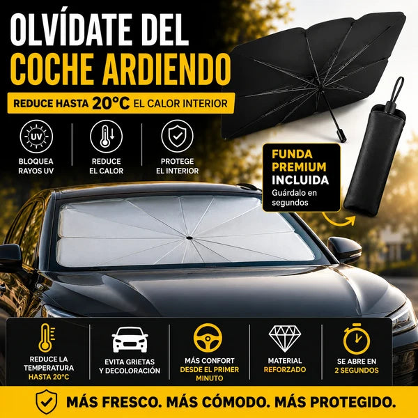 SombraDrive™ – Parasol Plegable para Coche tipo Paraguas