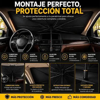 SombraDrive™ – Parasol Plegable para Coche tipo Paraguas