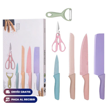 SET DE CUCHILLOS COLOR PASTEL ✔️
