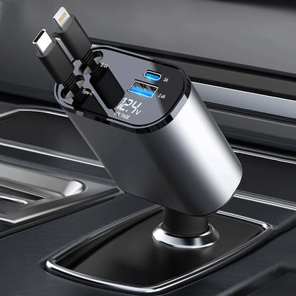 ChargeGo® - Cargador Retráctil Para Carro 4 en 1
