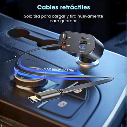ChargeGo® - Cargador Retráctil Para Carro 4 en 1