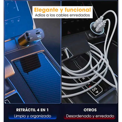 ChargeGo® - Cargador Retráctil Para Carro 4 en 1