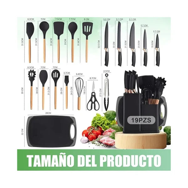 Set Utensilios Cocina de Siliconados X 19