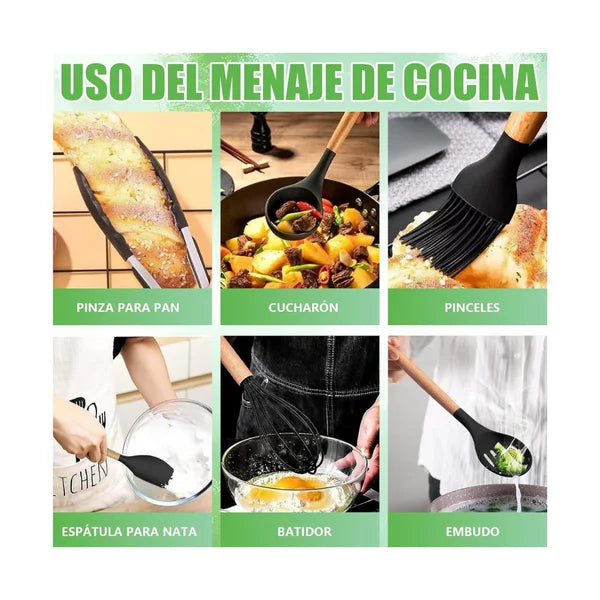 Set Utensilios Cocina de Siliconados X 19