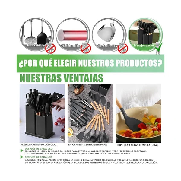 Set Utensilios Cocina de Siliconados X 19