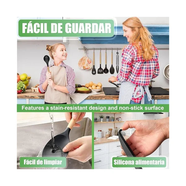 Set Utensilios Cocina de Siliconados X 19