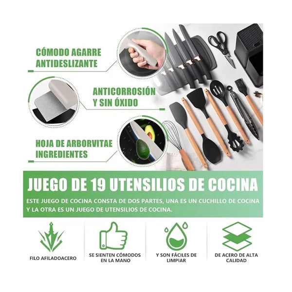 Set Utensilios Cocina de Siliconados X 19