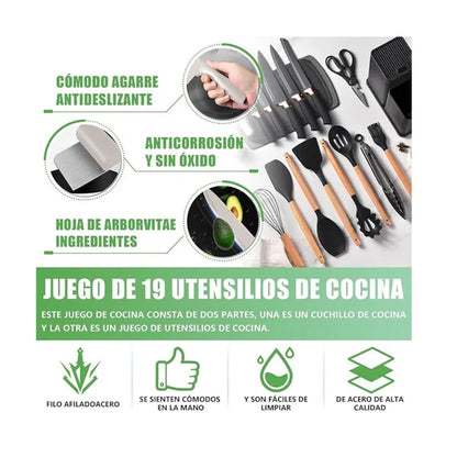 Set Utensilios Cocina de Siliconados X 19