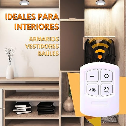 Lámpara LED Inalámbrica con Control Remoto – Pack x3 para Armario y Cocina