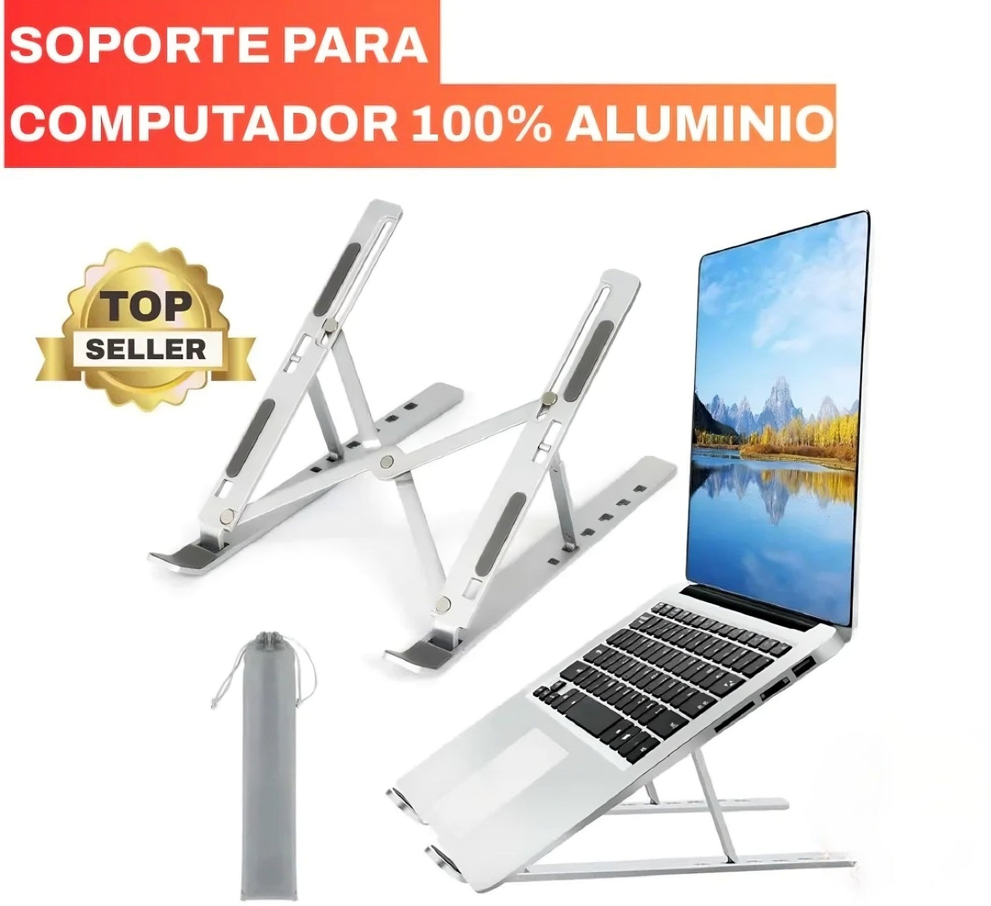 Soporte Plegable de Aluminio para Portátil y PC – Ajustable y Ergonómico