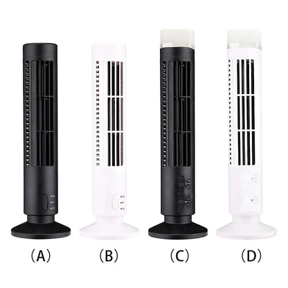 Ventilador Portátil de Torre LED USB | Sin Aspas, Silencioso y Seguro para Casa y Oficina