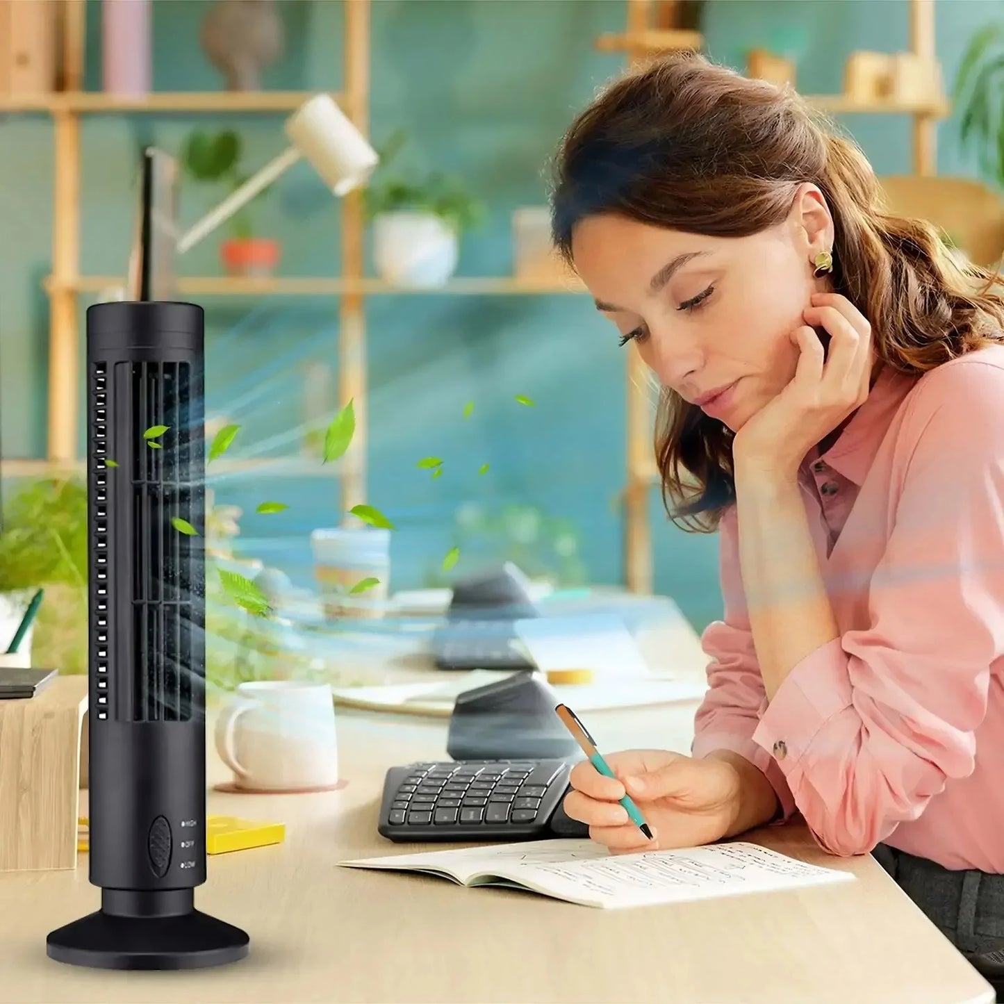 Ventilador Portátil de Torre LED USB | Sin Aspas, Silencioso y Seguro para Casa y Oficina