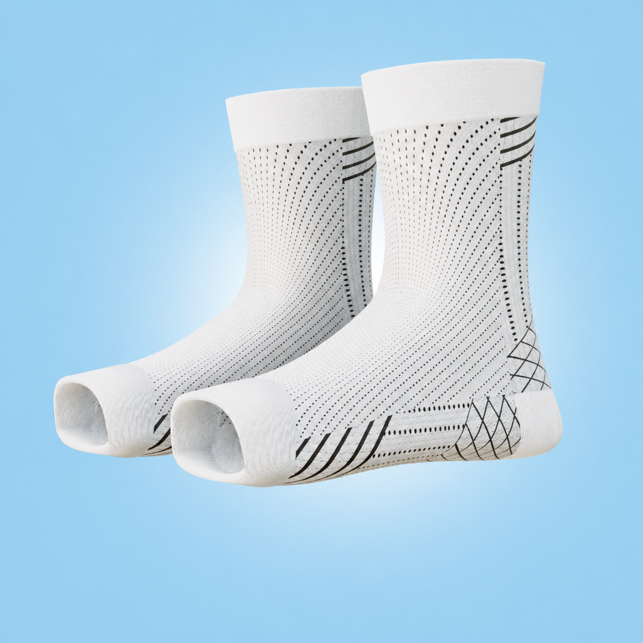 Calcetines de compresión blancos con punta abierta